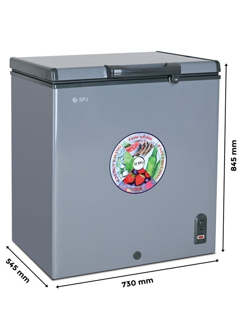 SPJ 150L Chest Freezer, Single Door Hard Top Smooth White Interior, Sliding Inner Door, Powerful Compressor, Home & Restaurant Freezer 150L chest freezer energy saving chest freezer,High-Efficiency Compressor, Low Noise, Energy Saving, LED Light(Grey) - Image 5